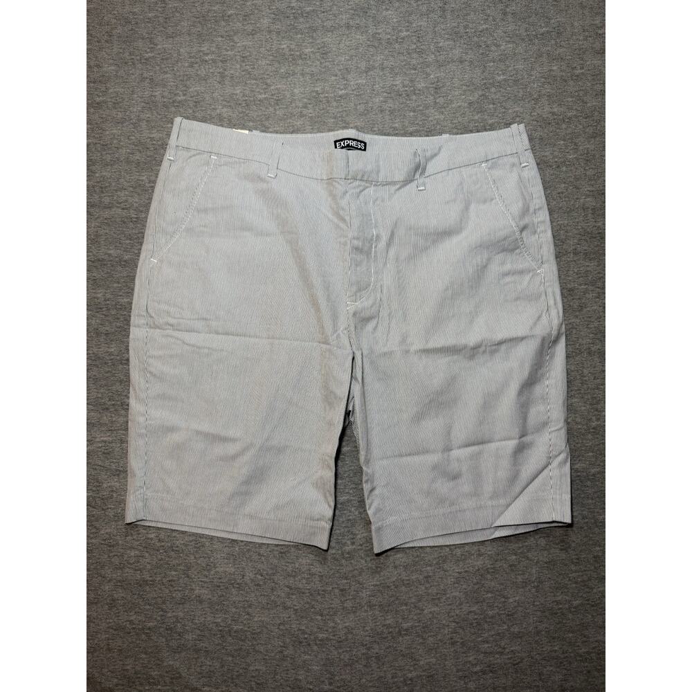 NEW Men’s Express Shorts-38w 10L/Blue Striped/ Classic Fit/Flat Front/Summer